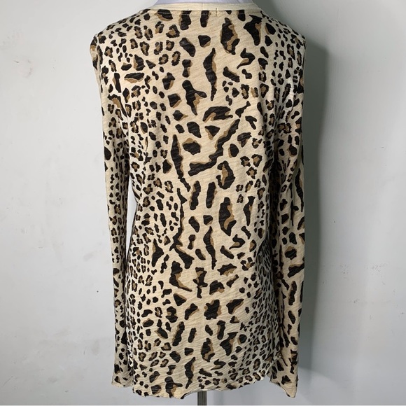ATM Women's Natural Mixed Leopard Long Sleeve Tee Silver Pavement Size Medium - Picture 5 of 16
